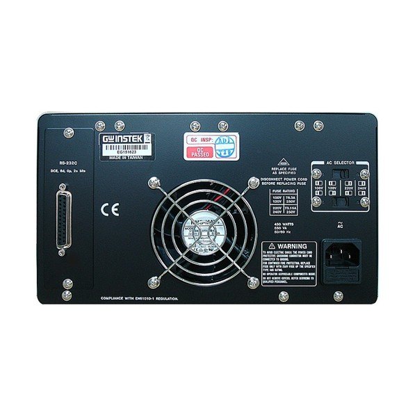 GWINSTEK PPE-3323 - 냉각 팬과 통신 단자가 있는 전원공급기 후면
