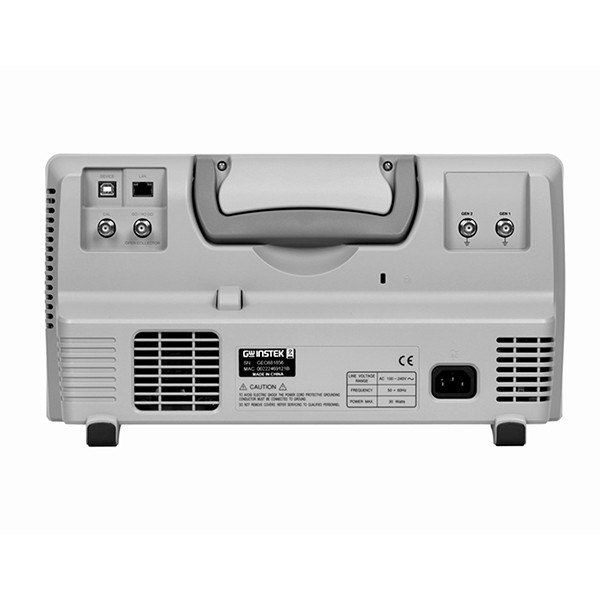 GWINSTEK MSO-2000 시리즈 - 손잡이와 USB 단자, 전원부가 있는 오실로스코프 후면