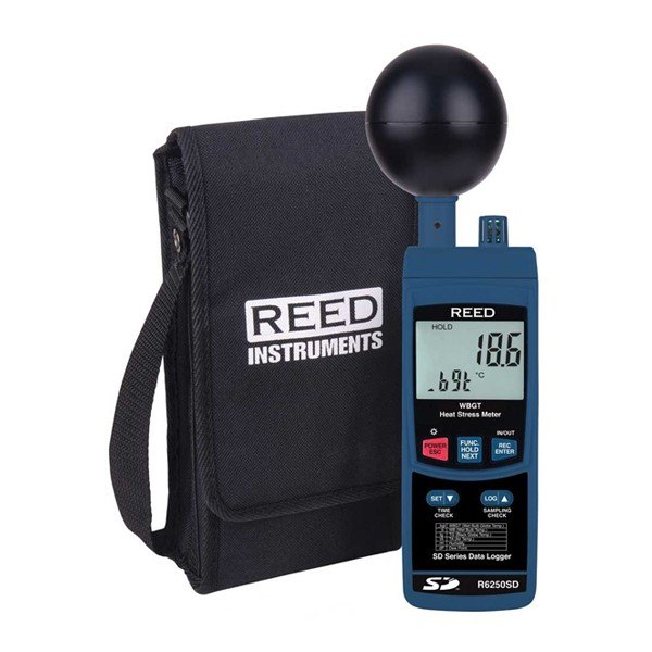 REED INSTRUMENTS R6250SD - 흑구 온열지수 측정기와 휴대용 파우치 구성품