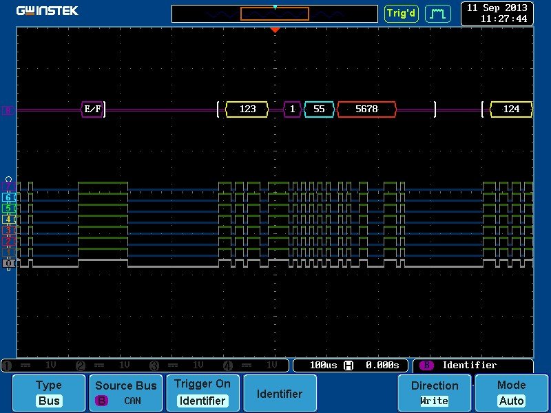 GWINSTEK GDS-2000A 시리즈 - 직렬 버스 트리거 설정과 디코딩 화면