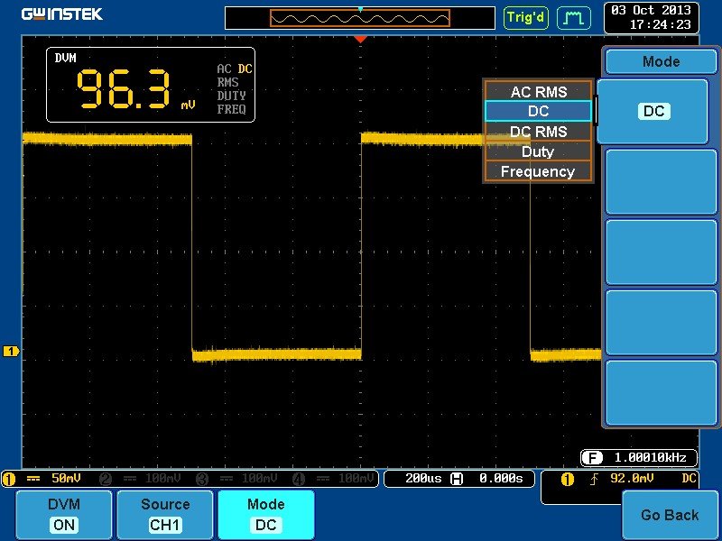 GWINSTEK GDS-2000A 시리즈 - 디지털 전압계 측정값이 함께 표시된 화면