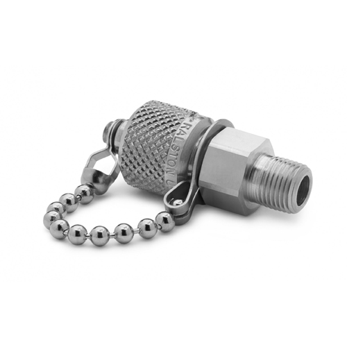 Ralston QTFT-1MS1 1/8" NPT(M) x 퀵-테스트(M), 체크밸브, 캡 & 체인, S.S.