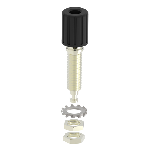 Electro-PJP 3255 Ø4MM 절연 바인딩 포스트 / 크로스 와이어 Ø2MM 드릴링 / M6 스레드 스터드 및 육각 너트