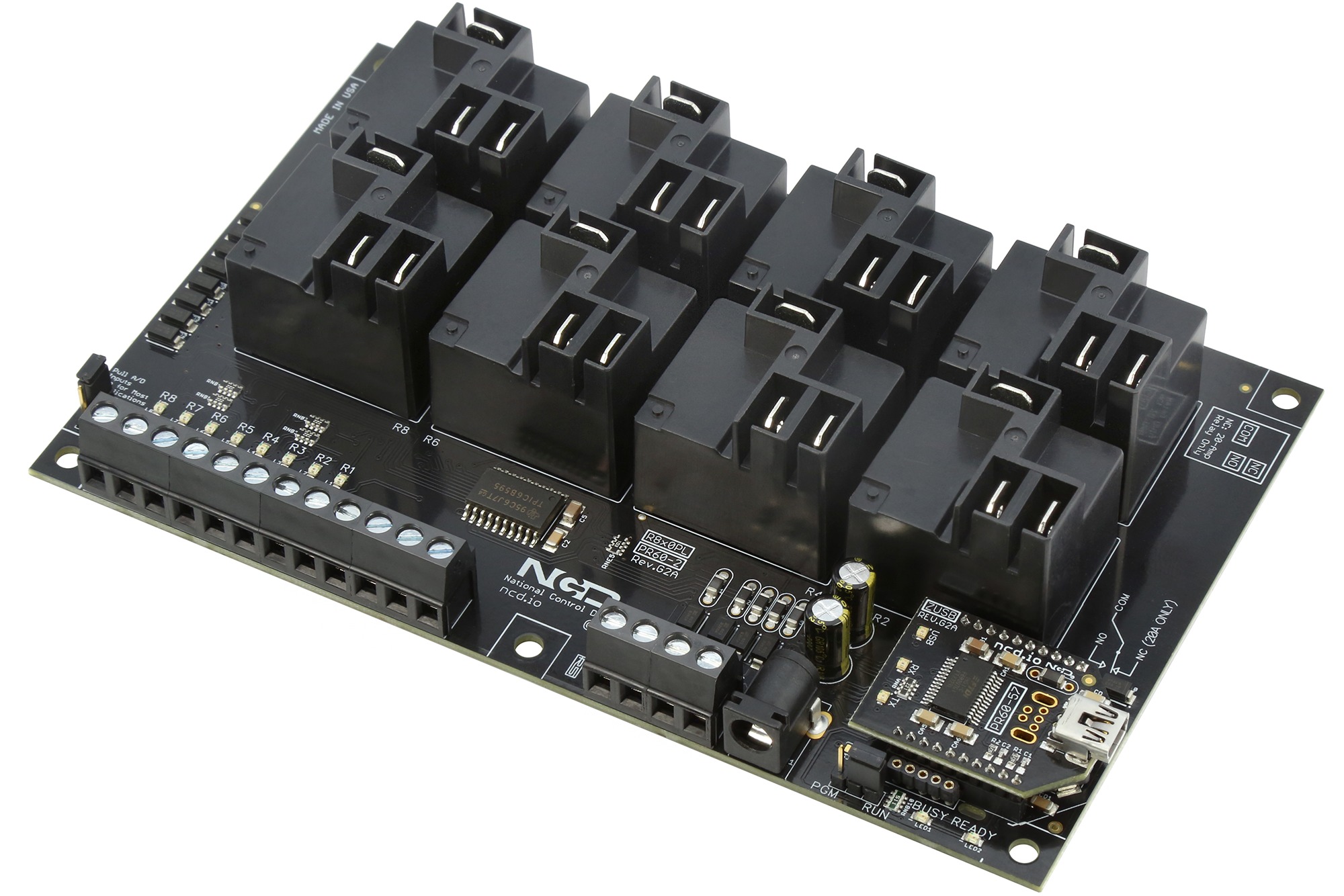 NCD PR60-2_R820PL 고전력 릴레이 컨트롤러 8 채널 + 8 채널 ADC ProXR Lite