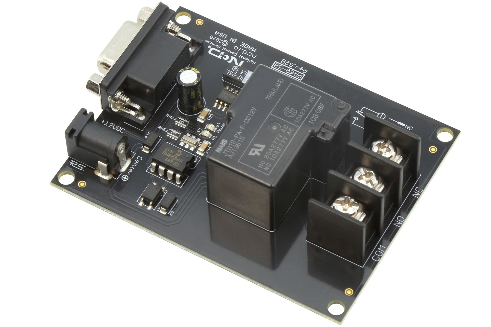 NCD PR60-58_R120HPRS 직렬 인터페이스가있는 RS-232 1 채널 고전력 릴레이 컨트롤러 LOW COST
