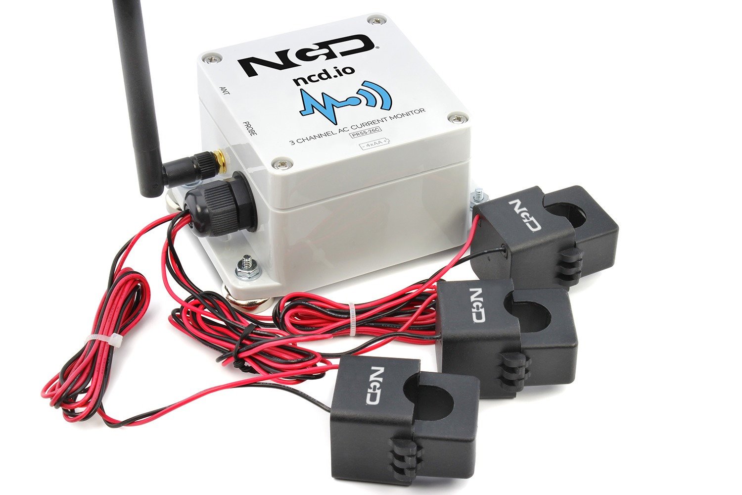 NCD PR55-26C 3 채널 산업용 IoT 무선 AC 전류 모니터 센서