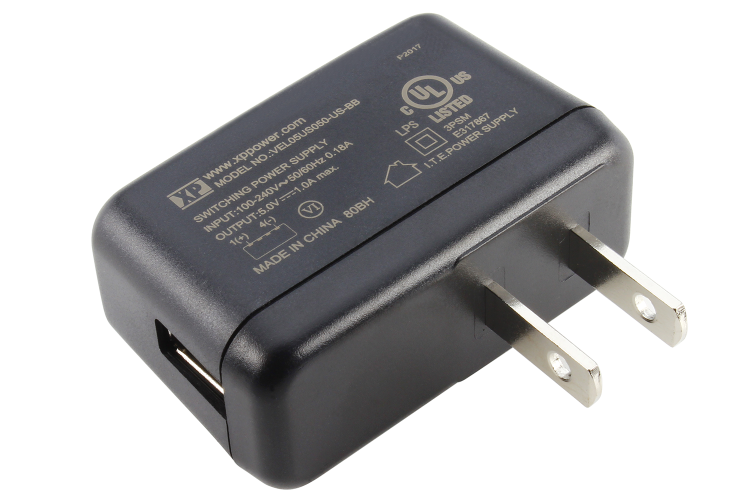 NCD VEL05US050-US-BB 5V 5W AC / DC USB 외부 벽면 마운트 어댑터-1A에서 90 ~ 264 VAC ~ 5V DC