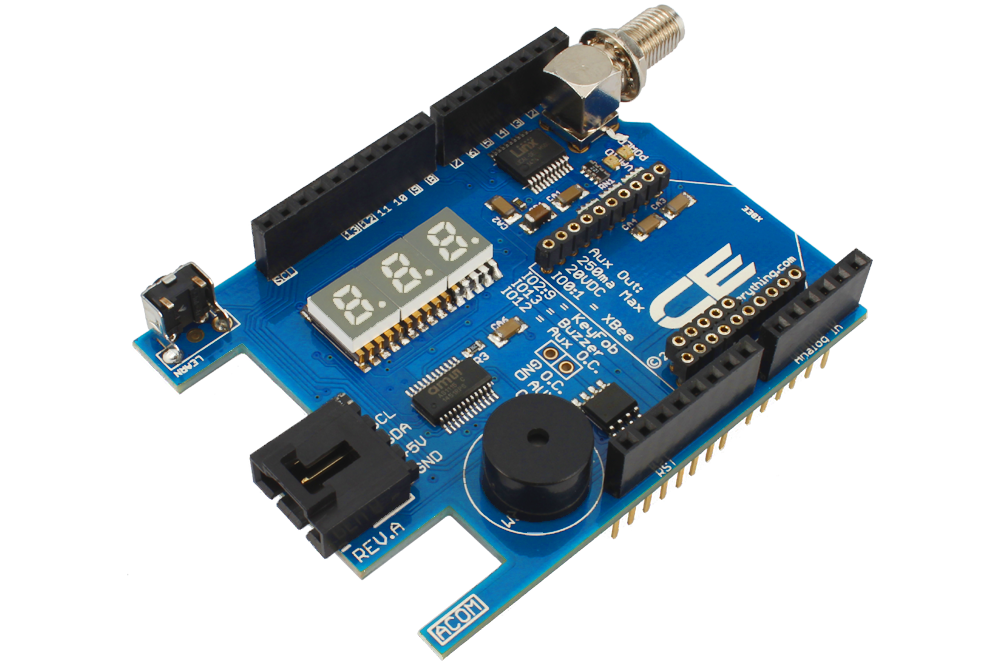 NCD PR14-2 Arduino Uno 용 I2C Shield with LED Display Buzzer Key Fob & Wireless