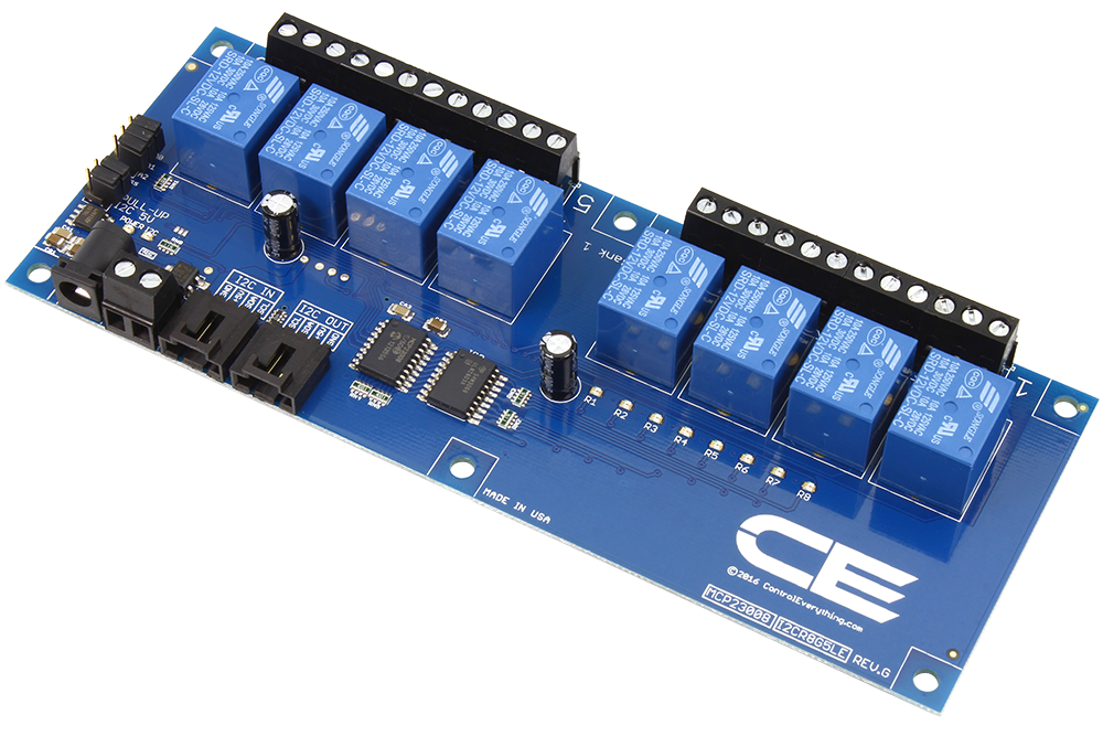 NCD I2C 인터페이스가있는 8 채널 범용 SPDT 릴레이 컨트롤러