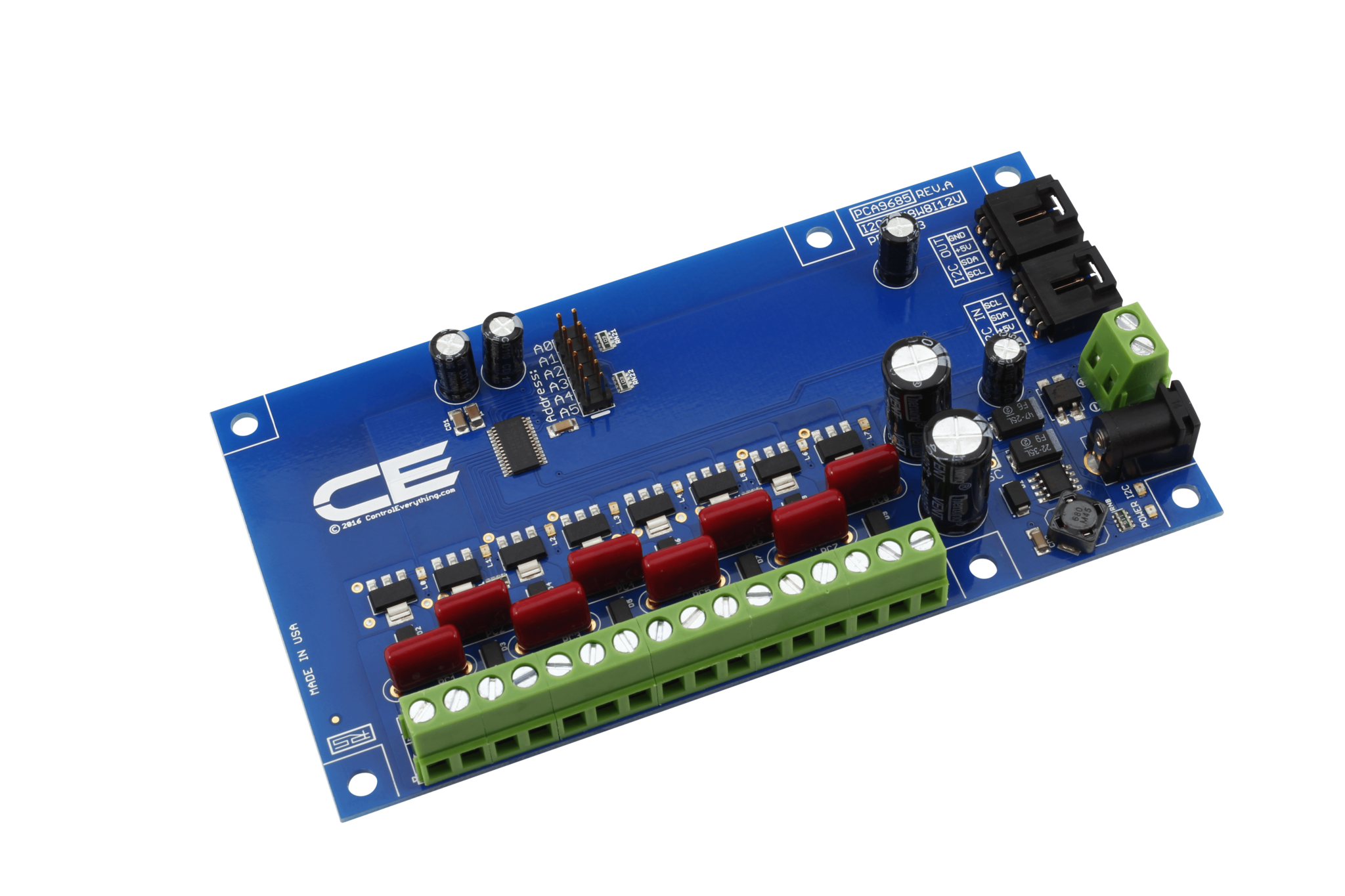 NCD PR21-13 PCA9685 I2C 인터페이스가있는 8 채널 8W 12V FET 드라이버 비례 밸브 컨트롤러