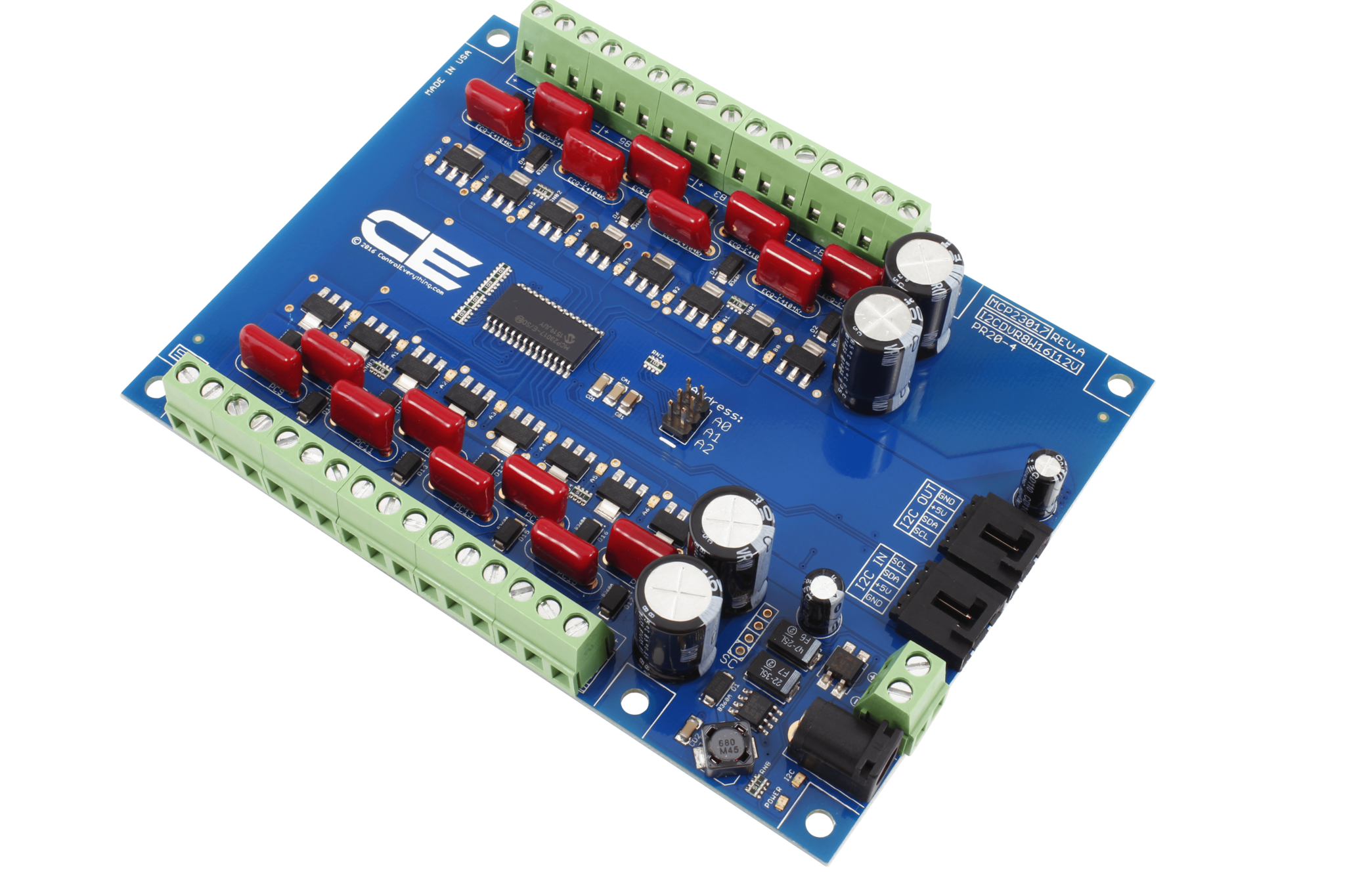 NCD MCP23017 I2C 인터페이스가있는 16 채널 8W 12V FET 솔레노이드 드라이버 밸브 컨트롤러