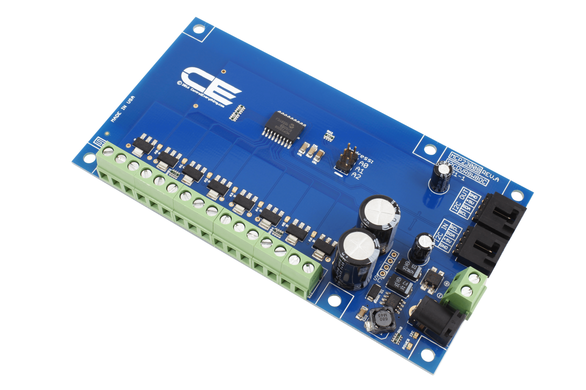 NCD PR21-1 MCP23008 I2C 인터페이스가있는 8 채널 8W 오픈 콜렉터 FET 드라이버