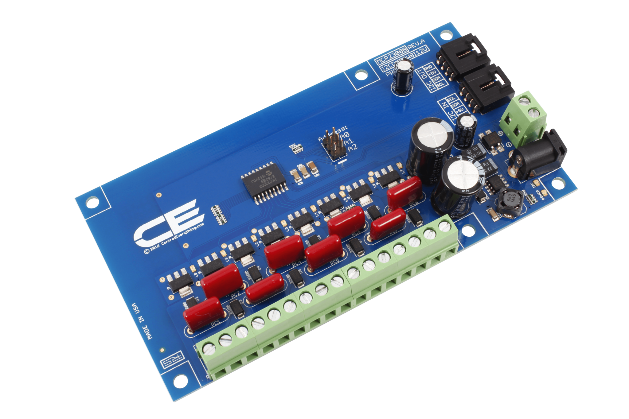 NCD PR21-4 MCP23008 I2C 인터페이스가있는 8 채널 8W 12V FET 솔레노이드 드라이버 밸브 컨트롤러