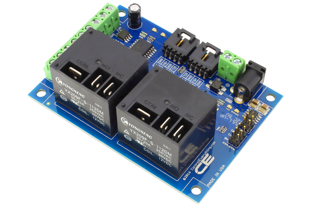 NCD MCP23008 I2CIO6R2x0 2 채널 고전력 릴레이 컨트롤러 + I2C 인터페이스가있는 GPIO 6 개