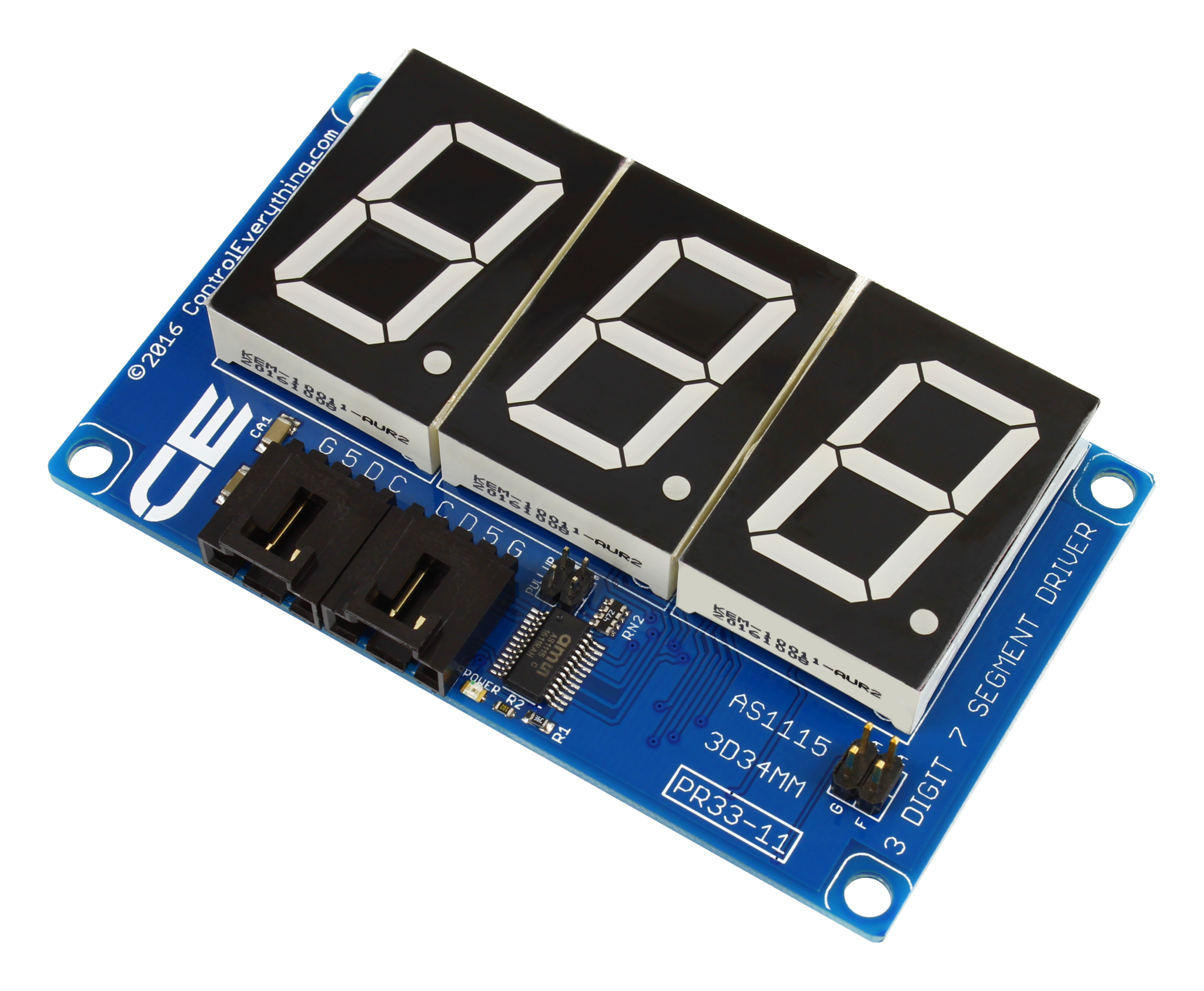 NCD PR33-11 AS1115 I2C 인터페이스가있는 34mm 3 문자 빨간색 7 세그먼트 16 진수 디스플레이