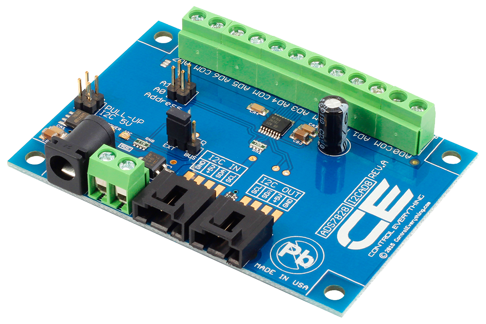 NCD PR2-4 ADS7828 I2C 인터페이스가있는 아날로그-디지털 컨버터 8 채널 12 비트
