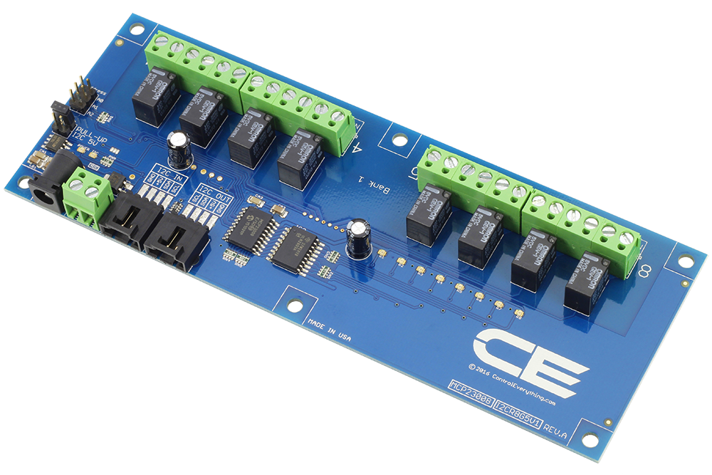 NCD I2C 인터페이스가있는 8 채널 1A SPDT 신호 릴레이 컨트롤러
