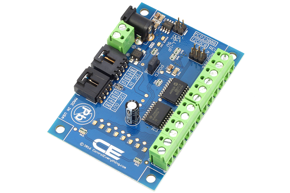 NCD PR3-1 I2C 인터페이스가있는 8 채널 오픈 콜렉터 드라이버 MCP23008