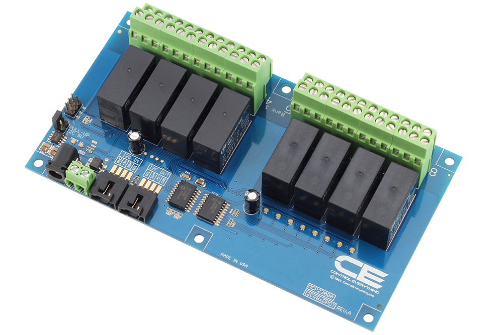 NCD I2C 인터페이스가있는 8 채널 DPDT 신호 릴레이 컨트롤러
