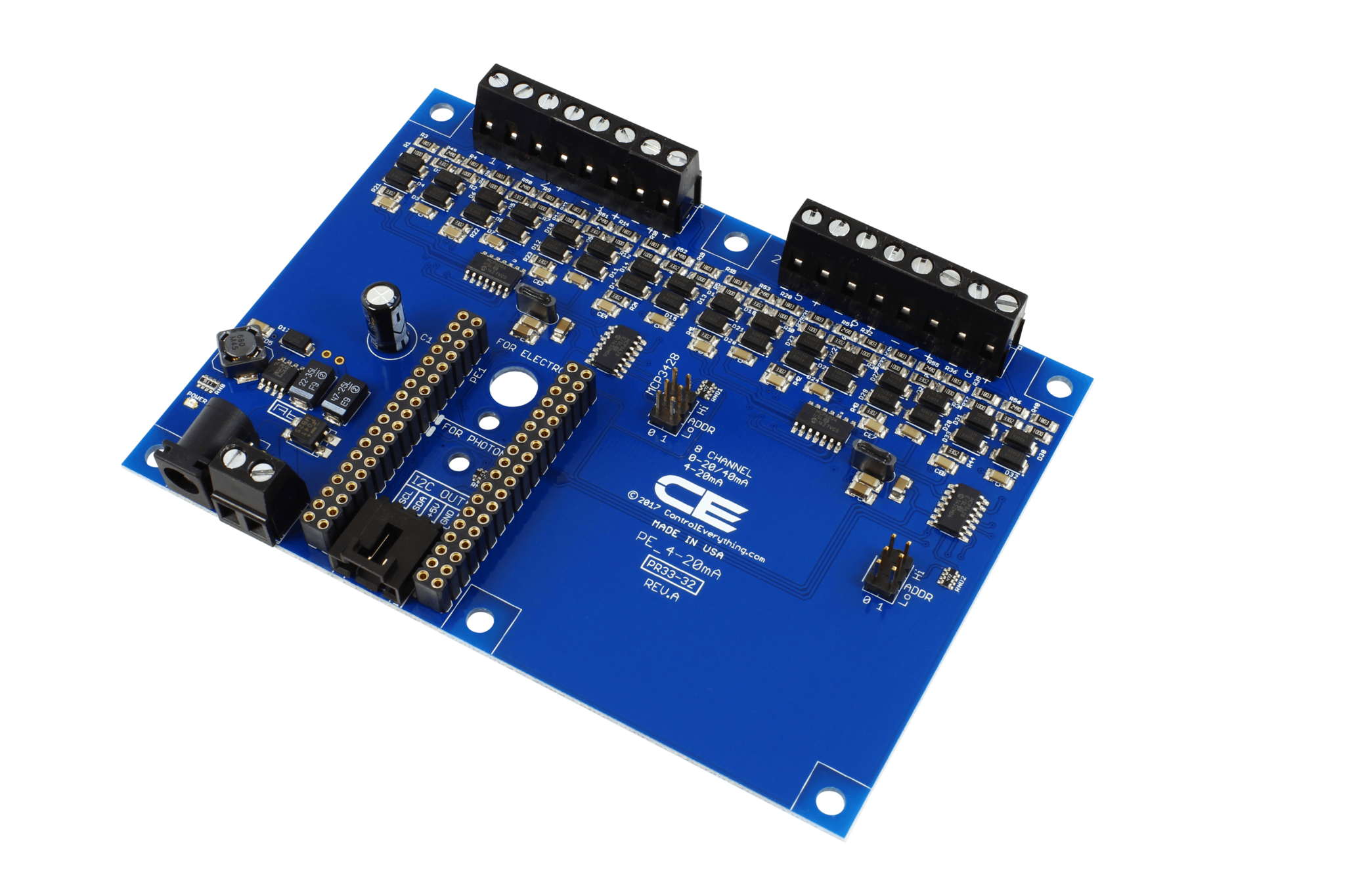NCD PR33-32 MCP3428 IoT 인터페이스가있는 8 채널 4-20mA 16 비트 전류 수신기