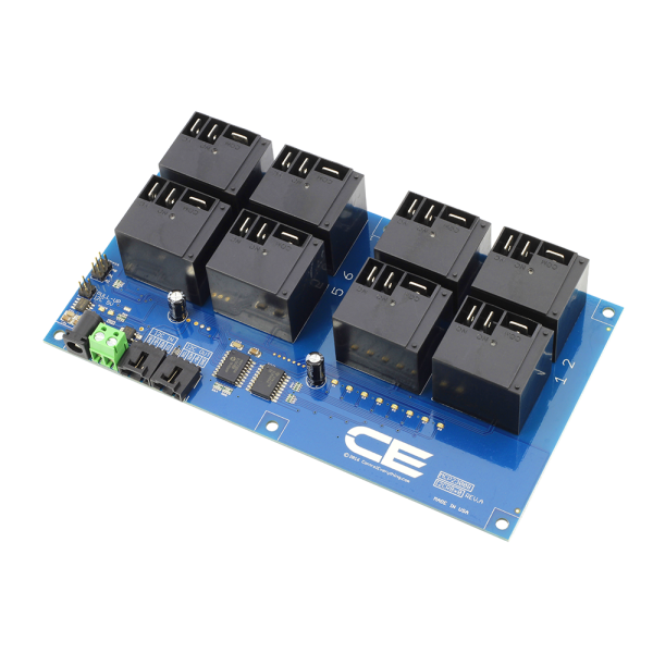 NCD I2C 인터페이스가있는 8 채널 고전력 릴레이 컨트롤러