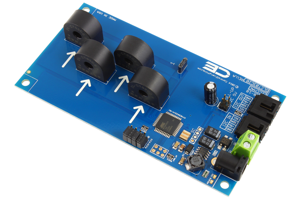 NCD I2C 인터페이스가있는 4 채널 온보드 95 % 정확도 20A AC 전류 모니터