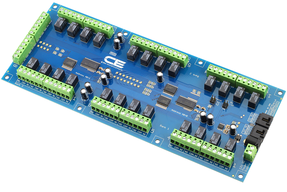 NCD 24 채널 1Amp SPDT 신호 릴레이 컨트롤러 + I2C 인터페이스가있는 GPIO 8 개