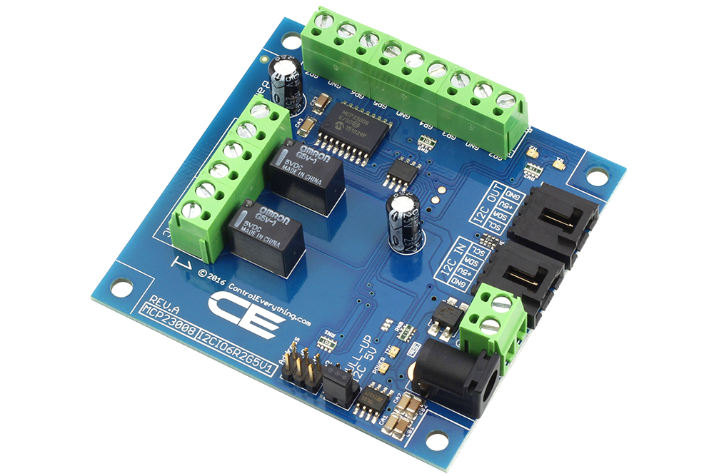 NCD PR8-21 2 채널 1Amp SPDT 신호 릴레이 컨트롤러 + I2C 인터페이스가있는 GPIO 6 개