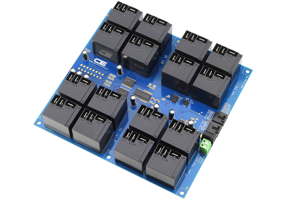 NCD I2C 인터페이스가있는 16 채널 고전력 릴레이 컨트롤러
