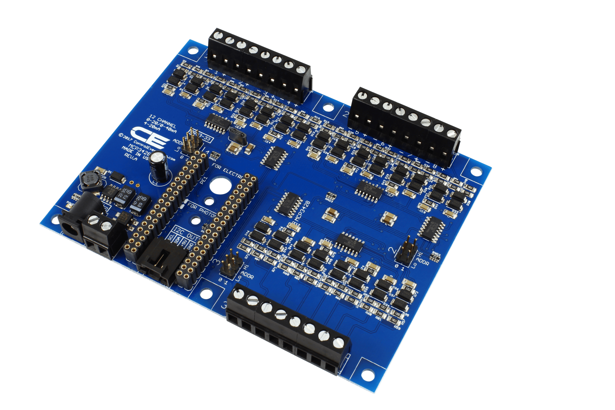 NCD PR33-33 MCP3428 IoT 인터페이스가있는 12 채널 4-20mA 16 비트 전류 수신기