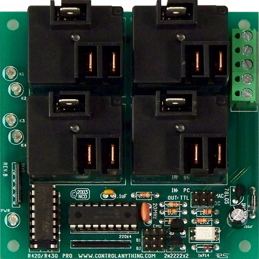 NCD R420 4 개의 온보드 고전력 릴레이가있는 RS-232 릴레이 컨트롤러