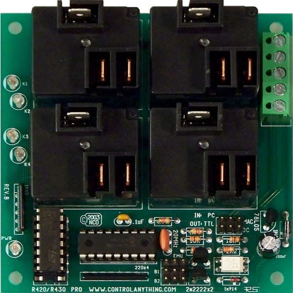 NCD R420 4 개의 온보드 고전력 릴레이가있는 RS-232 릴레이 컨트롤러