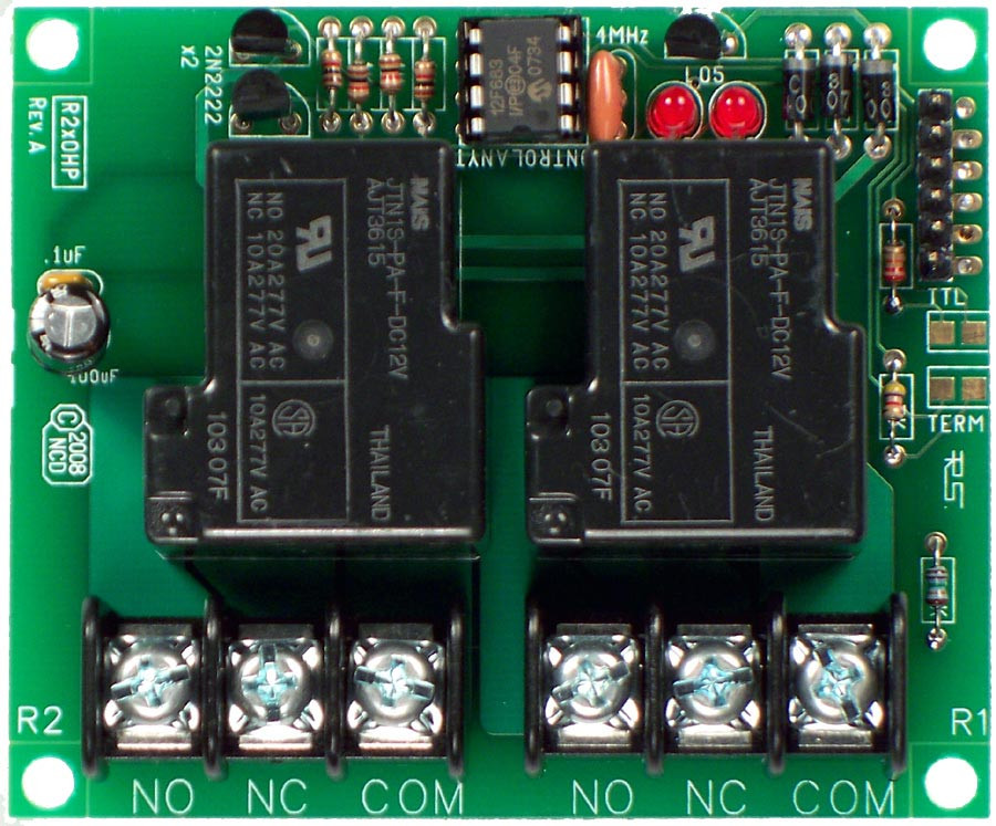 NCD R220HP RS-232 2 채널 고전력 릴레이 컨트롤러 LOW COST