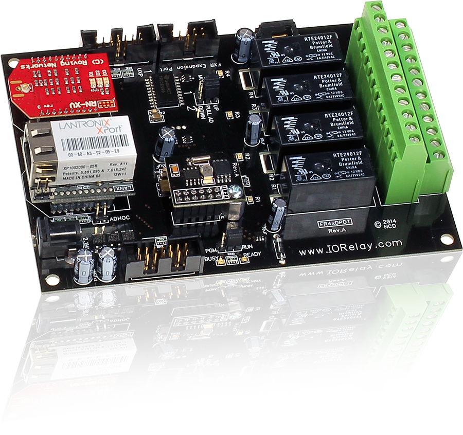 NCD FR41DPDT 16 개의 GPIO 또는 ADC 및 I2C가있는 Fusion 4 채널 DPDT 릴레이 컨트롤러