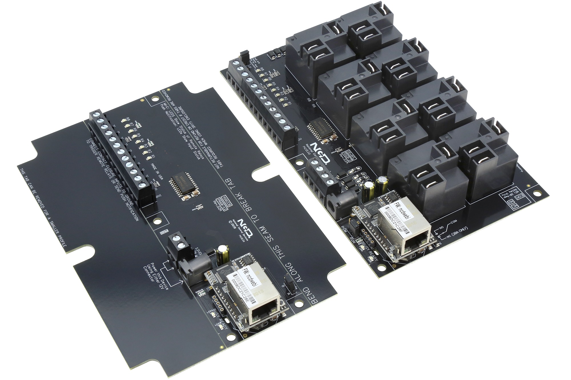 NCD MirCR8x0_MCNET_KIT 이더넷 네트워크 접점 폐쇄 원격 고전력 릴레이 컨트롤러 8 채널 단방향