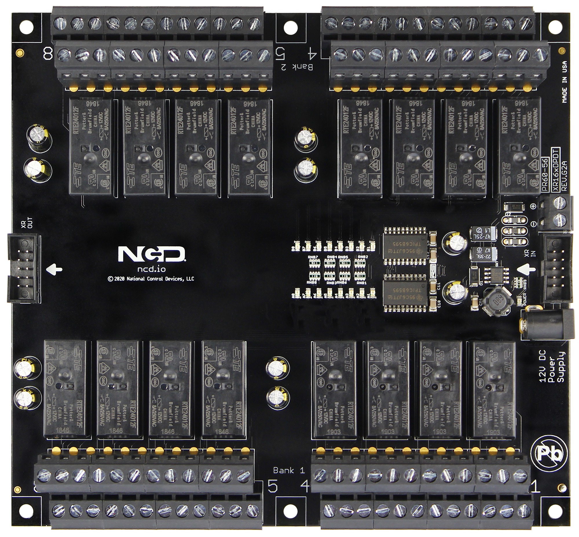NCD PR60-56_XR161DPDT XR 확장 16 채널 DPDT 신호 릴레이 컨트롤러
