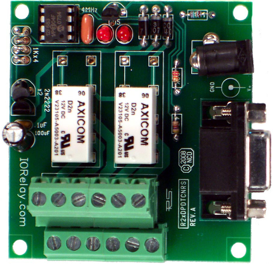 NCD R21DPDTCNRS 직렬 인터페이스가있는 RS-232 2 채널 DPDT 릴레이 컨트롤러