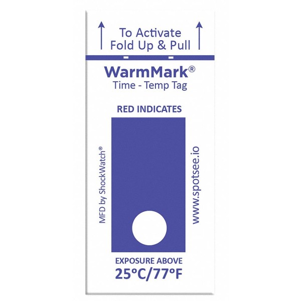 SpotSee WarmMark 일회용 온도 인디케이터