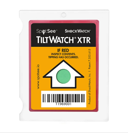 SpotSee TiltWatch XTR Tilt(기울기) 인디케이터