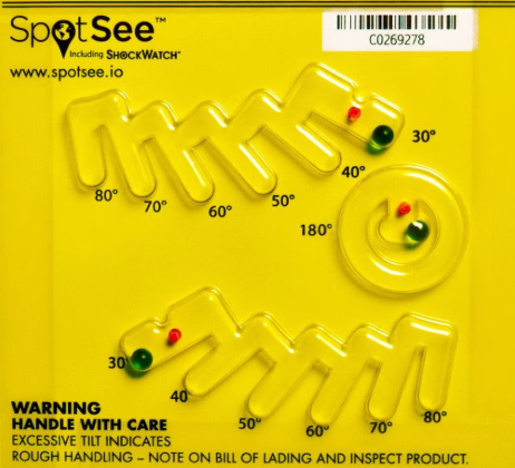 SpotSee TiltWatch PLUS Tilt(기울기) 인디케이터