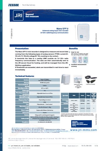 Mini data logger Nano SPY Universal 데이터시트(영문)