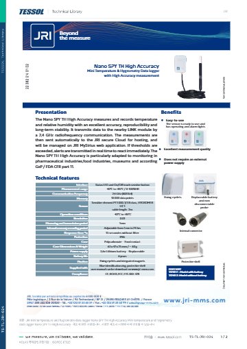 Mini temperature and hygrometry data logger Nano SPY TH High Accuracy 데이터시트(영문)