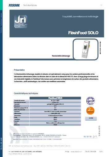 FlashFood Solo 데이터시트