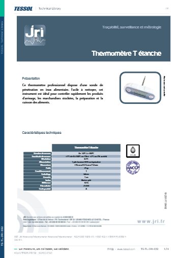 Waterproof thermometer 데이터시트