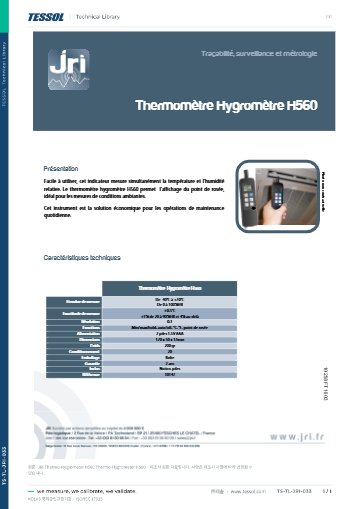Thermo-Hygrometer H560 데이터시트