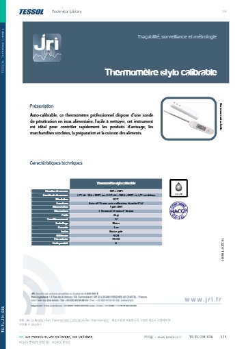 Calibration Pen Thermometer 데이터시트