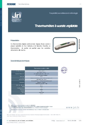 Foldable Thermopro digital thermometer 데이터시트