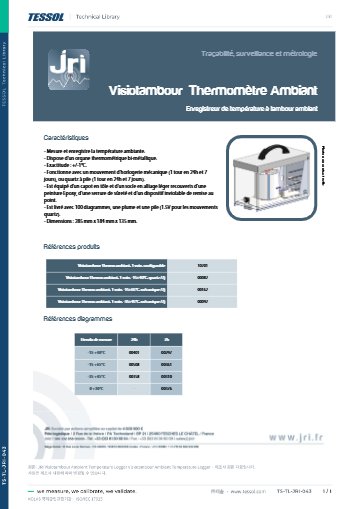 Visiotambour Ambient Temperature Logger 데이터시트