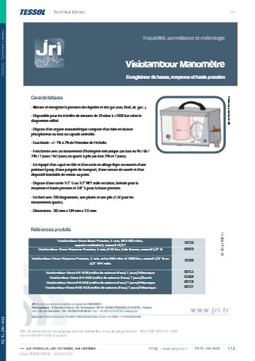 Visiotambour Pressure gauge Recorder 데이터시트