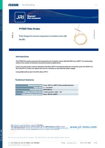 Thin PT100 sensor 데이터시트(영문)